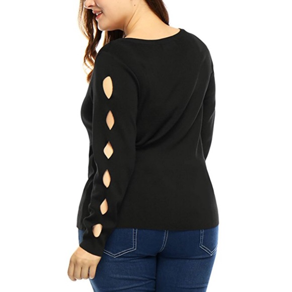 Plus Size Distressed Cut Out Holes Knit Sweater - Picture 3 of 3